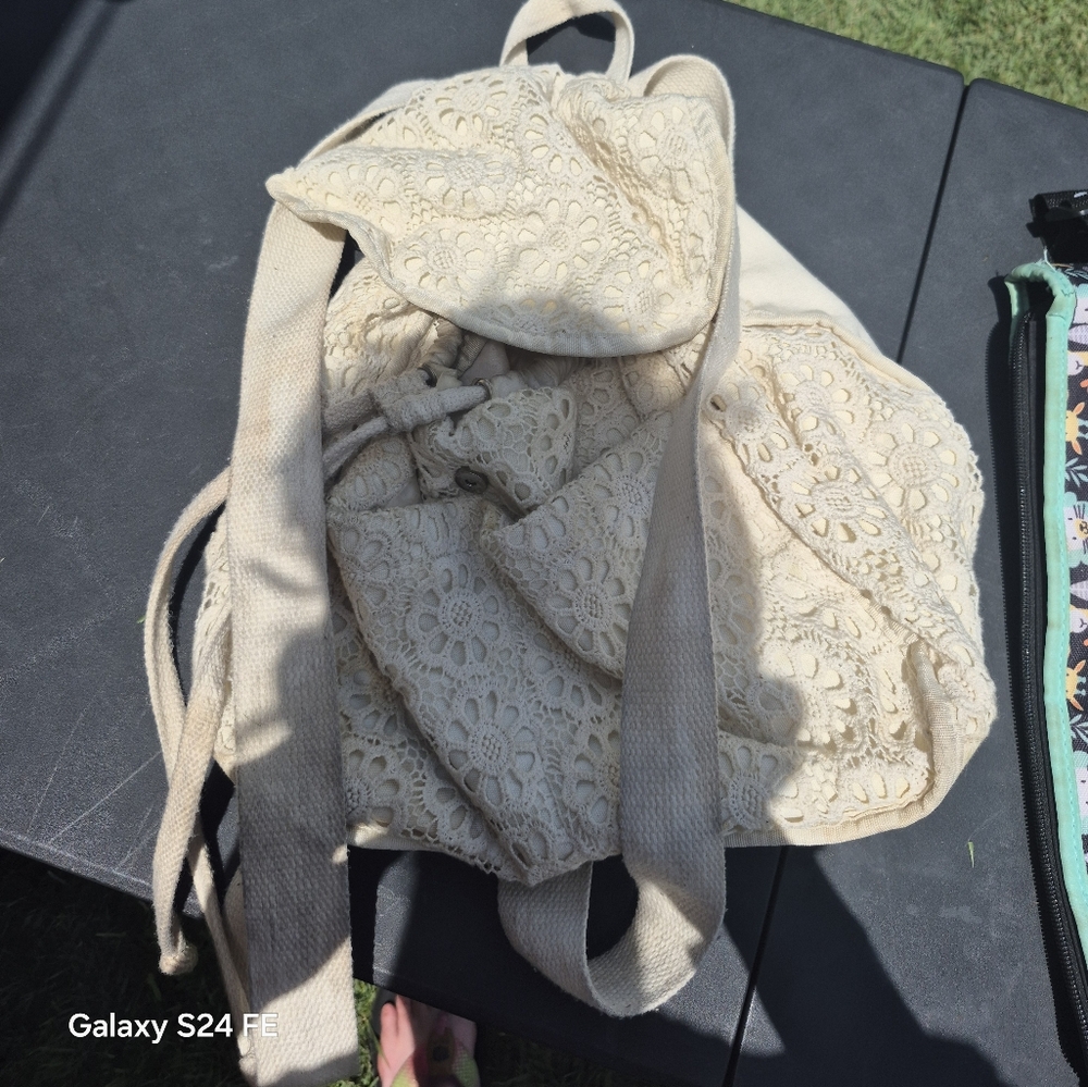 Elegant Cream Lace Backpack
